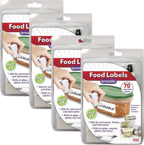 Jokari Erasable Food Labels من 4 عبوات ، أداة إعادة صياغة قابلة لإعادة الاستخدام متعددة الألوان ، الفريزر ، ميكروويف وغسالة الصحون أداة المطبخ الآمن لألعاب الوجبة متعددة الأغراض in Saudi Arabia