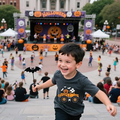 Toddler Halloween Shirts for Boys & Girls - Short Sleeve Tees with Ghouls, Ghosts & Pumpkins Graphics 2-7T in Saudi Arabia