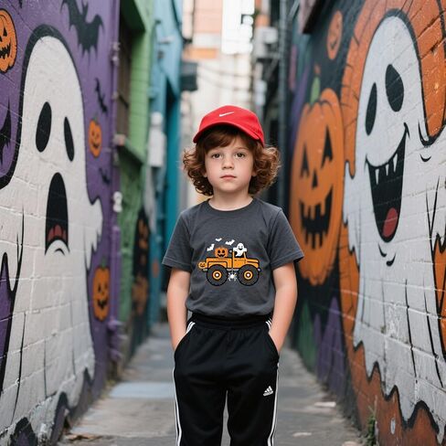 Toddler Halloween Shirts for Boys & Girls - Short Sleeve Tees with Ghouls, Ghosts & Pumpkins Graphics 2-7T in Saudi Arabia