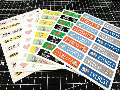 128 Custom Waterproof Dishwasher Safe Kid Name Labels for Daycare, School Supply, Baby Bottles, Lunch Boxes and Cups, Travel. Cute Personalized Design Name Stickers (Pattern 10) in Saudi Arabia