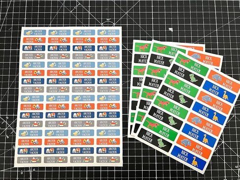 128 Custom Waterproof Dishwasher Safe Kid Name Labels for Daycare, School Supply, Baby Bottles, Lunch Boxes and Cups, Travel. Cute Personalized Design Name Stickers (Pattern 10) in Saudi Arabia