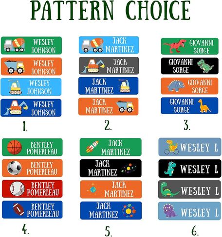 128 Custom Waterproof Dishwasher Safe Kid Name Labels for Daycare, School Supply, Baby Bottles, Lunch Boxes and Cups, Travel. Cute Personalized Design Name Stickers (Pattern 10) in Saudi Arabia