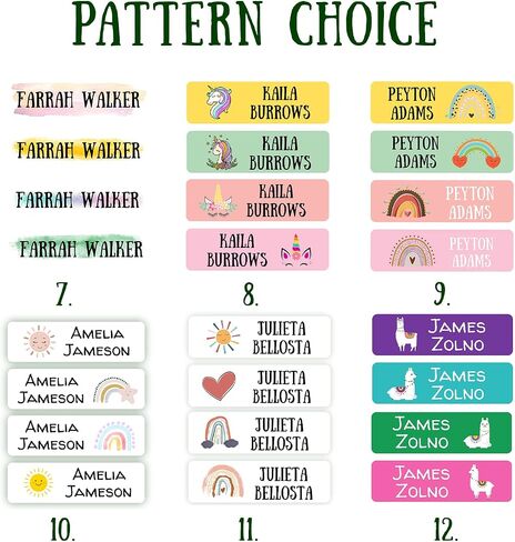 128 Custom Waterproof Dishwasher Safe Kid Name Labels for Daycare, School Supply, Baby Bottles, Lunch Boxes and Cups, Travel. Cute Personalized Design Name Stickers (Pattern 10) in Saudi Arabia