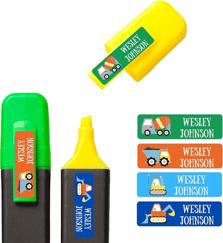 128 Custom Waterproof Dishwasher Safe Kid Name Labels for Daycare, School Supply, Baby Bottles, Lunch Boxes and Cups, Travel. Cute Personalized Design Name Stickers (Pattern 10) in Saudi Arabia