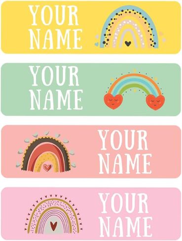128 Custom Waterproof Dishwasher Safe Kid Name Labels for Daycare, School Supply, Baby Bottles, Lunch Boxes and Cups, Travel. Cute Personalized Design Name Stickers (Pattern 10) in Saudi Arabia