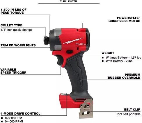 2953-20 for Milwaukee M18 FUEL 18V 1/4" Hex Cordless Impact Driver Length 4.4 in Width 2.6 in Height 7.6 in in Saudi Arabia
