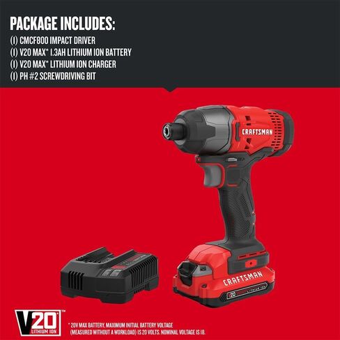 Craftsman CMCF800C1R V20 Brushed Lithium-Ion 1/4 in. Cordless Impact Driver Kit (1.5 Ah) (Renewed) in Saudi Arabia