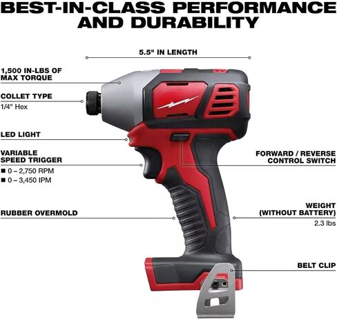 2656-20 لـ Milwaukee 1/4 "M18 Cordless Battery Hex Hex طول سائق 5.5 في الارتفاع 9.2 في العرض 2.4 في in Saudi Arabia