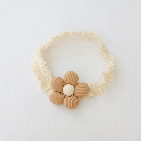 Baby Girls Hairbands Lace Flowers Headband Handmade Soft Stretchy Colorful Flower Hairband Newborn Headbands with Pearls Elastic Hairbands for Infant Head Band (Two Pink Flowers) in Saudi Arabia