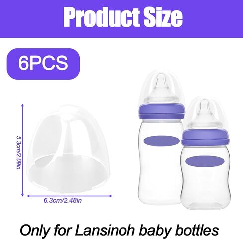 6pcs Baby Bottle Caps Compatible with Lansinoh Bottles, Soft & Safe Baby Bottle Tops Lids Replacement in Saudi Arabia