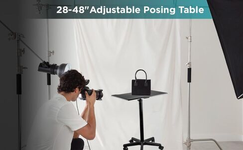 Flashpoint 28-48" Photography Posing Table for Home and Studio, Height Adjustable Table with 18x27 Matte Black Finish Reflection-Free Table Top is Perfect for Studio and On-Location Photo Shoot in Saudi Arabia