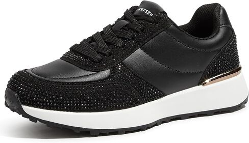 Lucky Step Women's Fashion Sneakers Sneakers Platform Rhinestone Retro Tennis Tender Travel Walking Shoes Anti-Slip Mervel in Saudi Arabia