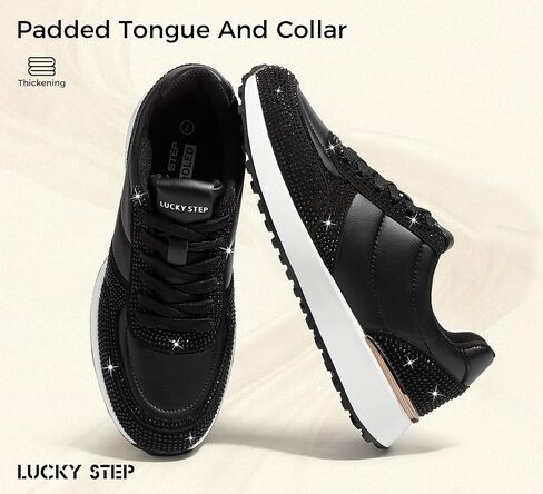 Lucky Step Women's Fashion Sneakers Sneakers Platform Rhinestone Retro Tennis Tender Travel Walking Shoes Anti-Slip Mervel in Saudi Arabia