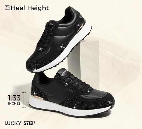Lucky Step Women's Fashion Sneakers Sneakers Platform Rhinestone Retro Tennis Tender Travel Walking Shoes Anti-Slip Mervel in Saudi Arabia