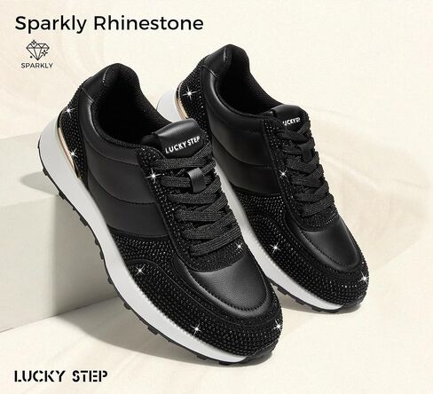 Lucky Step Women's Fashion Sneakers Sneakers Platform Rhinestone Retro Tennis Tender Travel Walking Shoes Anti-Slip Mervel in Saudi Arabia