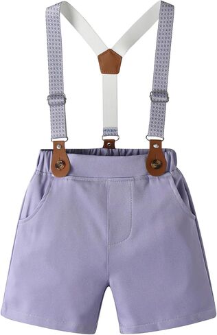 Baby Boys Shorts Sets, Infant Shirt+Shorts+ Tie+Suspenders,Toddler Outfits Suits in Kuwait