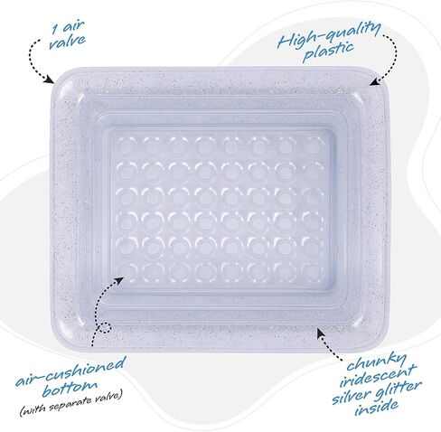 ارت كرييتيفيتي حوض سباحة للاطفال قابل للنفخ من سباركلي - 3 مستويات - حمام سباحة شفاف قابل للنفخ مع جليتر فضي وقاعدة مبطنة، حمام سباحة صغير سهل النفخ للفناء الخلفي in Kuwait