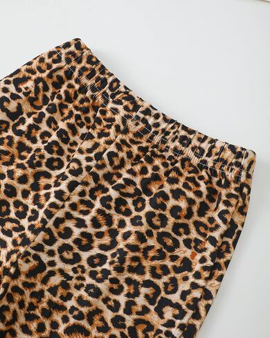 Jecson Toddler Girl Clothes Ruffle Long Sleeve Figure Graphic Sweatshirt and Leopard Pants Fall Winter Outfits Set 2-8Y in Kuwait