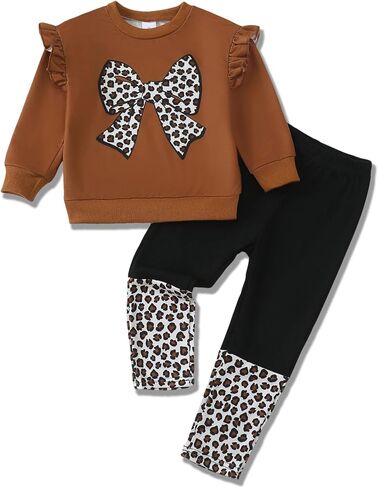 مجموعة ملابس الفتاة Jecson Toddler: Round Neck & Soft Coffits Sweveshirt و Sweats Bans in Kuwait