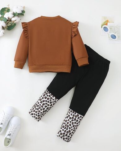 مجموعة ملابس الفتاة Jecson Toddler: Round Neck & Soft Coffits Sweveshirt و Sweats Bans in Kuwait