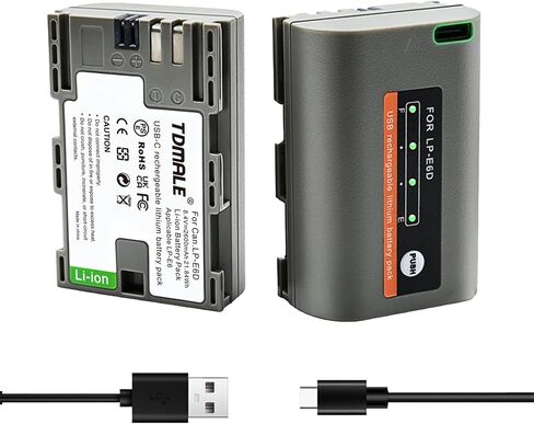 1-Pack 2600mAh Replacement Battery for LP-E6NH LP-E6N LP-E6 with Type-C Direct Charging Port Compatible with Canon EOS R R5 R6 R7 5D 6D 7D Mark II III IV, 90D 80D 70D Camera in Kuwait
