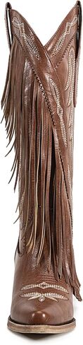 Atuelang Fringe Cowgirl Boots المطرزة أحذية رعاة البقر للنساء شرابات منتصف العجل الأحذية الغربية in Kuwait