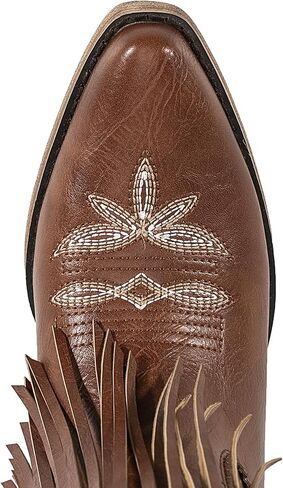Atuelang Fringe Cowgirl Boots المطرزة أحذية رعاة البقر للنساء شرابات منتصف العجل الأحذية الغربية in Kuwait