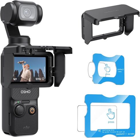 OMOTON Screen Protector for DJI Osmo Pocket 3 + Screen Sunshade Cover Auto-Pop Up, Foldable Anti-Glare & Scratch Accessories Kit in Saudi Arabia