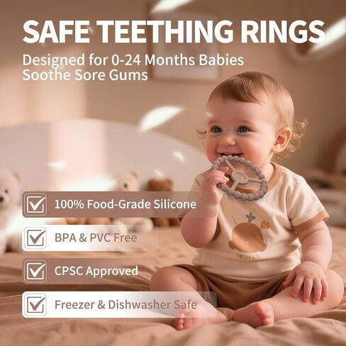 3 حزمة ألعاب تسنين الأطفال 3-6 أشهر ، أسنان حلقة السيليكون للأطفال من 6 إلى 12 شهرًا ، لعبة Freezer Safe Phet مع قبضة محكم للفتيان Birls Beathe Bearghing ، هدية عيد الفصح للرضع (Mint Green Blue) in Kuwait
