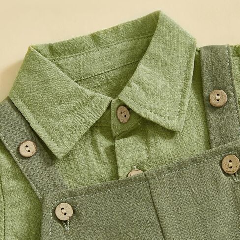 Toddler Baby Boy Summer Clothes Linen Cotton Short Sleeve Button Down Shirt with Loose Fit Overalls Shorts 2Pcs Outfits in Saudi Arabia