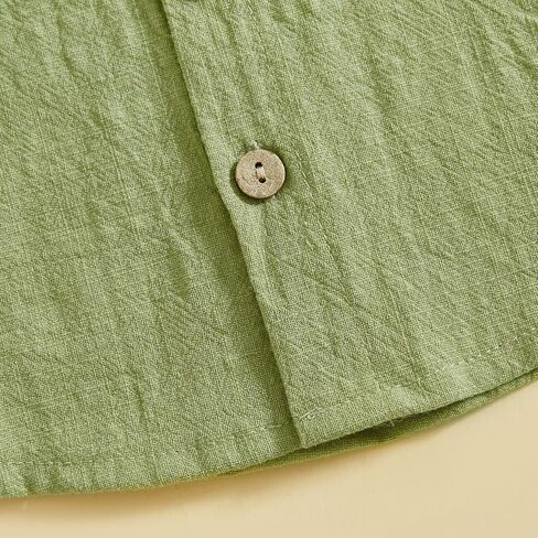 Toddler Baby Boy Summer Clothes Linen Cotton Short Sleeve Button Down Shirt with Loose Fit Overalls Shorts 2Pcs Outfits in Saudi Arabia
