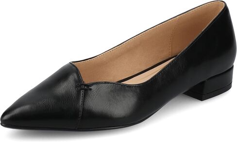 Journee Collection Womens Carmin Low Covered Block Heel Dress Flats Cushioned Pointed Toe Slip On Fashion Shoes in Saudi Arabia