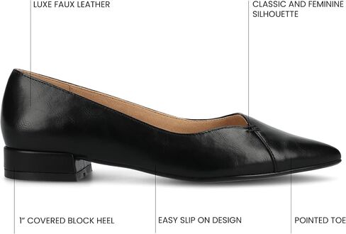 Journee Collection Womens Carmin Low Covered Block Heel Dress Flats Cushioned Pointed Toe Slip On Fashion Shoes in Saudi Arabia