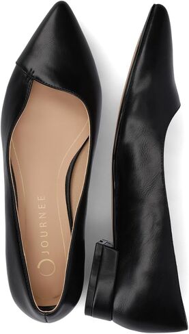 Journee Collection Womens Carmin Low Covered Block Heel Dress Flats Cushioned Pointed Toe Slip On Fashion Shoes in Saudi Arabia
