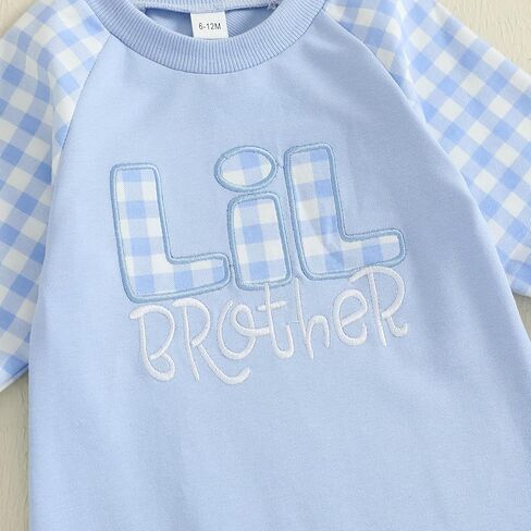 Big Bro Lil Bro Matching Fall Outfits Letter Embroidery Infant Baby Boy Romper Toddler Boys Clothes Pants Set in Kuwait