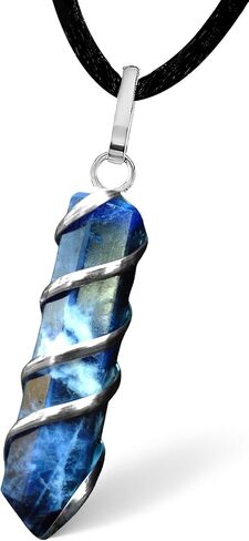 Angelite Crystal Healing Necklace - Activates Throat Chakra | Master Healer Stone Brings Peace, Mindfulness And Compassion. Encourages Forgiveness. Promotes Communication, Inner Guidance And Self-Expression. Dispels Fear, Anger And Anxiety | Pendant With  in Kuwait