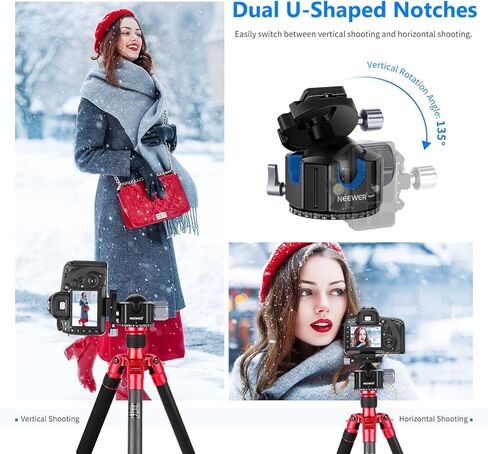 NEWER LOW PLEFT DSLR Camera Ball Head ، 54 مم جميع المعادن رأس الكاميرا الحاكمة رأس ترايبود مع لوحة سريعة 1/4 بوصة للكاميرا/كاميرا الفيديو DSLR ، ترايبود ، أحادي ، شريط التمرير ، حمولة كحد أقصى 77 رطل/35 كجم in Kuwait