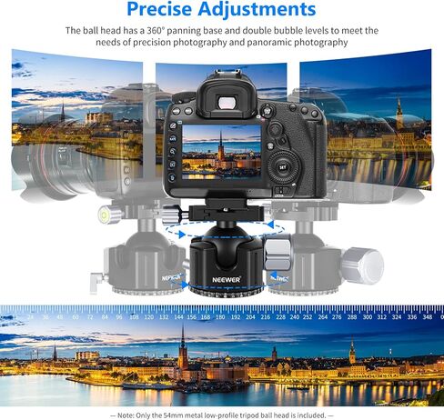 NEWER LOW PLEFT DSLR Camera Ball Head ، 54 مم جميع المعادن رأس الكاميرا الحاكمة رأس ترايبود مع لوحة سريعة 1/4 بوصة للكاميرا/كاميرا الفيديو DSLR ، ترايبود ، أحادي ، شريط التمرير ، حمولة كحد أقصى 77 رطل/35 كجم in Kuwait