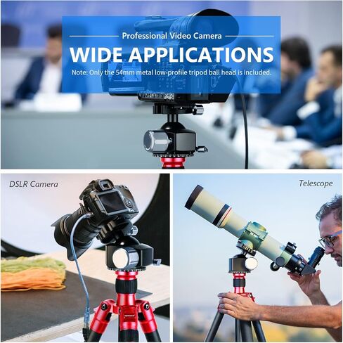 NEWER LOW PLEFT DSLR Camera Ball Head ، 54 مم جميع المعادن رأس الكاميرا الحاكمة رأس ترايبود مع لوحة سريعة 1/4 بوصة للكاميرا/كاميرا الفيديو DSLR ، ترايبود ، أحادي ، شريط التمرير ، حمولة كحد أقصى 77 رطل/35 كجم in Kuwait