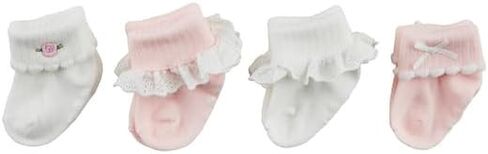 Mud Pie Children's Pink Foldover Sock Set; 0-6M in Saudi Arabia