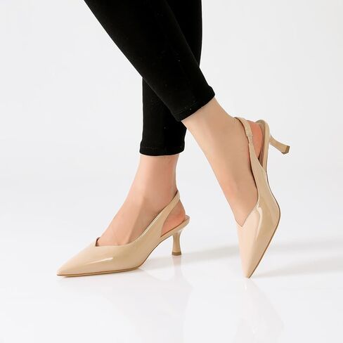 Susanny Kitten Heels for Women Closed Pointed Toe Slingback Shoes in Saudi Arabia