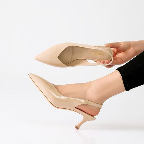 Susanny Kitten Heels for Women Closed Pointed Toe Slingback Shoes in Saudi Arabia