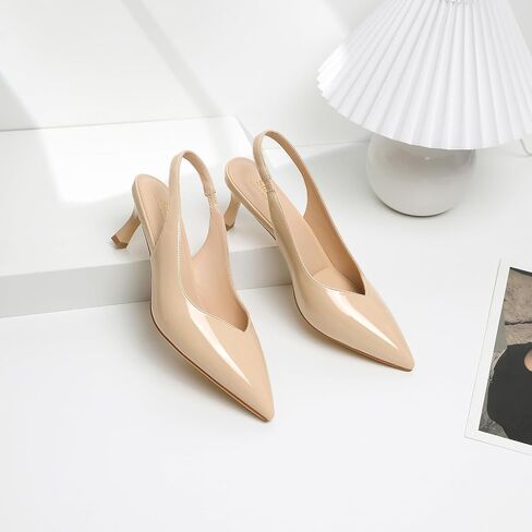 Susanny Kitten Heels for Women Closed Pointed Toe Slingback Shoes in Saudi Arabia