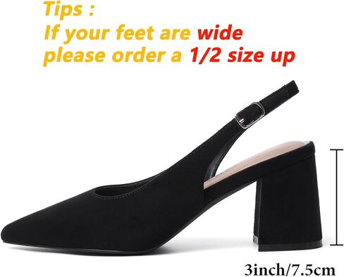 Mostrin Block Slingback Heels for Women Pointed Closed Toe Chunky Heels Office Work Shoes Women's Pumps for Business Casual in Saudi Arabia