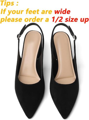 Mostrin Block Slingback Heels for Women Pointed Closed Toe Chunky Heels Office Work Shoes Women's Pumps for Business Casual in Saudi Arabia