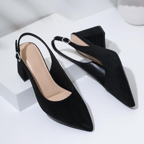 Mostrin Block Slingback Heels for Women Pointed Closed Toe Chunky Heels Office Work Shoes Women's Pumps for Business Casual in Saudi Arabia