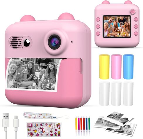 Kids Camera Instant Print，Suitable for Birthdays for Children Aged 3-10，1080P HD Digital Child Printable Camera，Portable Toys for Kids in Saudi Arabia
