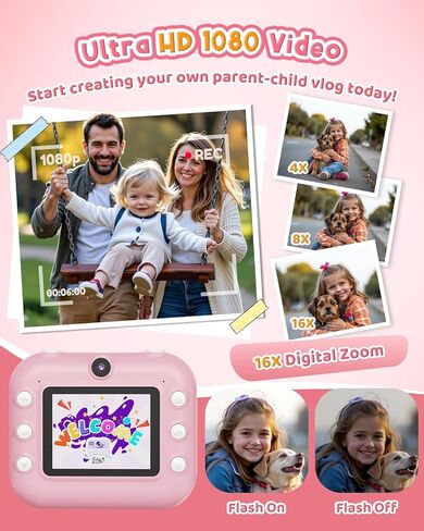 Kids Camera Instant Print，Suitable for Birthdays for Children Aged 3-10，1080P HD Digital Child Printable Camera，Portable Toys for Kids in Saudi Arabia