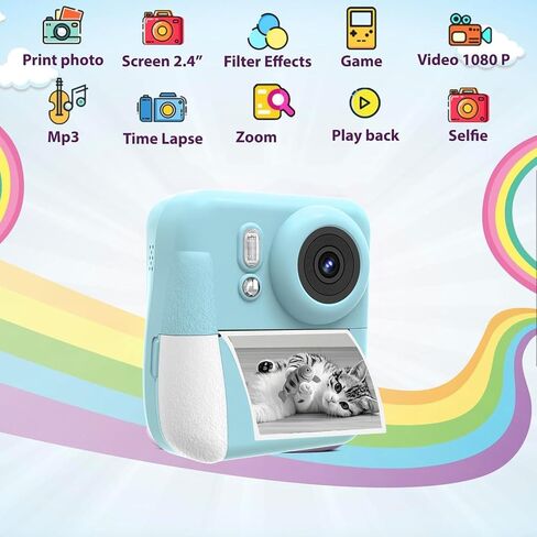 Kids Camera Instant Print，Suitable for Birthdays for Children Aged 3-10，1080P HD Digital Child Printable Camera，Portable Toys for Kids in Saudi Arabia