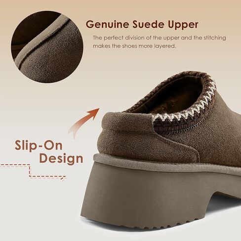 Platform Clogs for Women Cozy Suede Wedge Slippers with Warm Fur Lined Slip on Shoes Outdoor Indoor House in Saudi Arabia